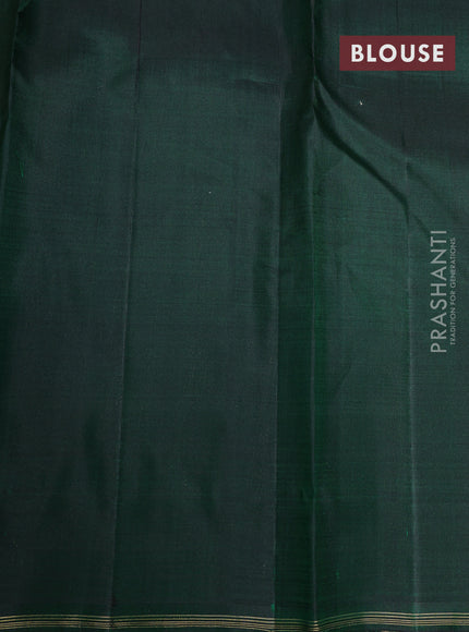 Pure kanchipuram silk saree dual shade of orange and green with zari woven buttas and piping border