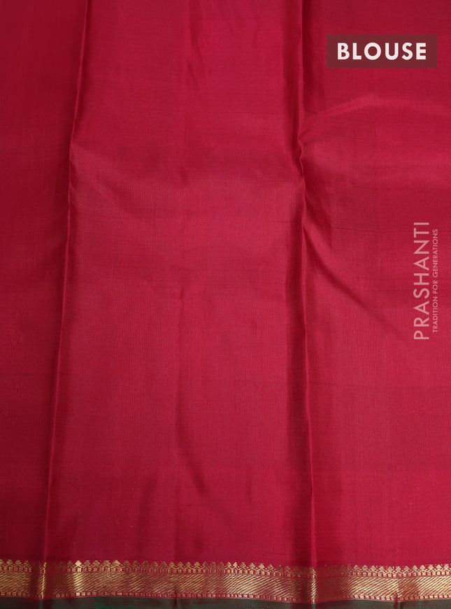 Pure kanchipuram silk saree multi colour and maroon with allover paalum pazhamum zari checks & buttas and zari woevn piping border