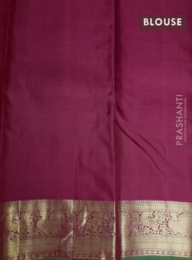 Pure kanchipuram silk saree red and green with zari woven buttas and annam zari woven border