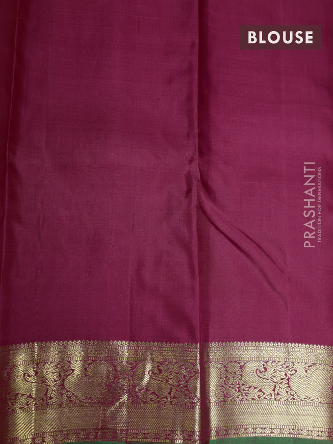 Pure kanchipuram silk saree red and green with zari woven buttas and annam zari woven border