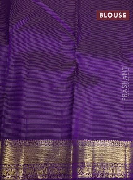 Pure kanchipuram silk saree violet with allover zari weaves & buttas and rich zari woven border