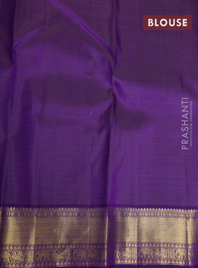 Pure kanchipuram silk saree violet with allover zari weaves & buttas and rich zari woven border
