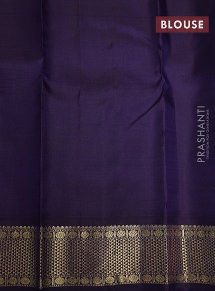 Pure kanchipuram silk saree dual shade of teal blue and dark blue with zari woven buttas and rich zari woven korvai border