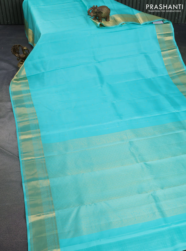 Pure kanchipuram silk saree teal green with zari woven buttas and zari woven border