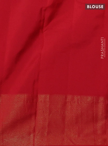 Pure kanchipuram silk saree blue and red with zari woven buttas and zari woven border