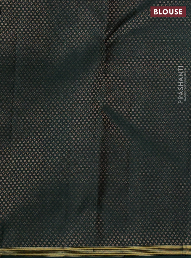 Pure kanchipuram silk saree pastel grey and bottle green with plain body and small zari woven simple border