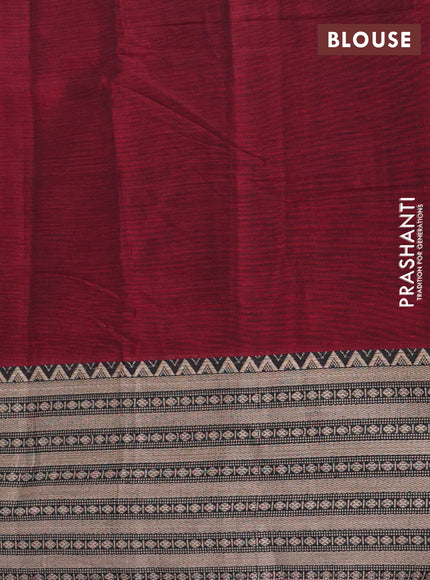 Narayanpet cotton saree maroon and black with plain body and thread woven border