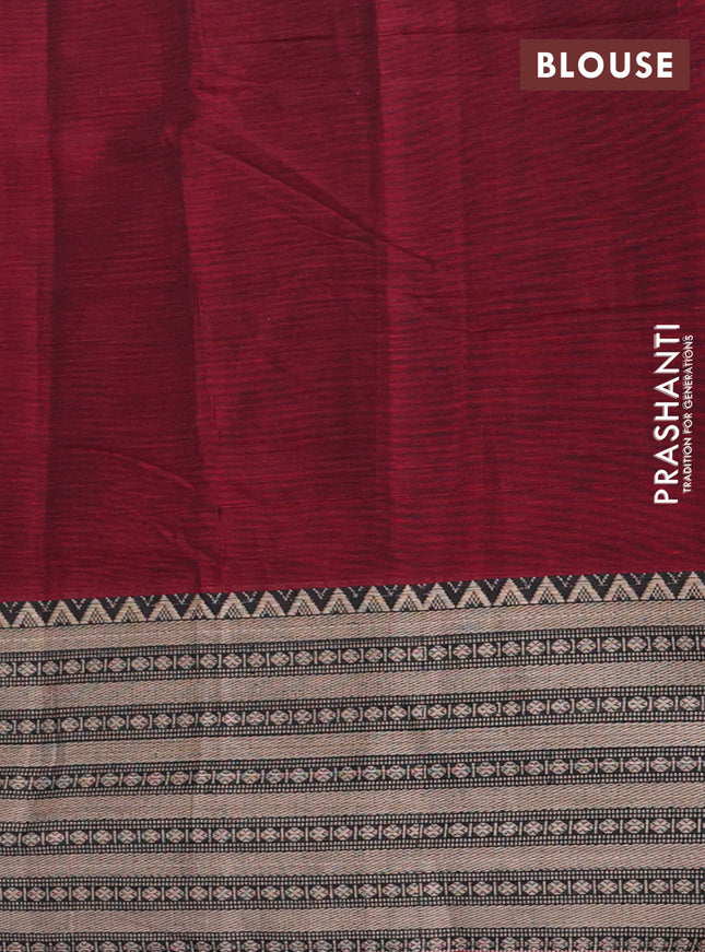 Narayanpet cotton saree maroon and black with plain body and thread woven border