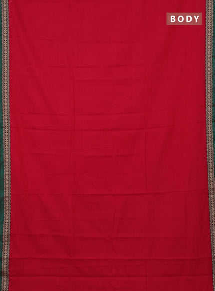 Narayanpet cotton saree pink and green with plain body and thread woven border