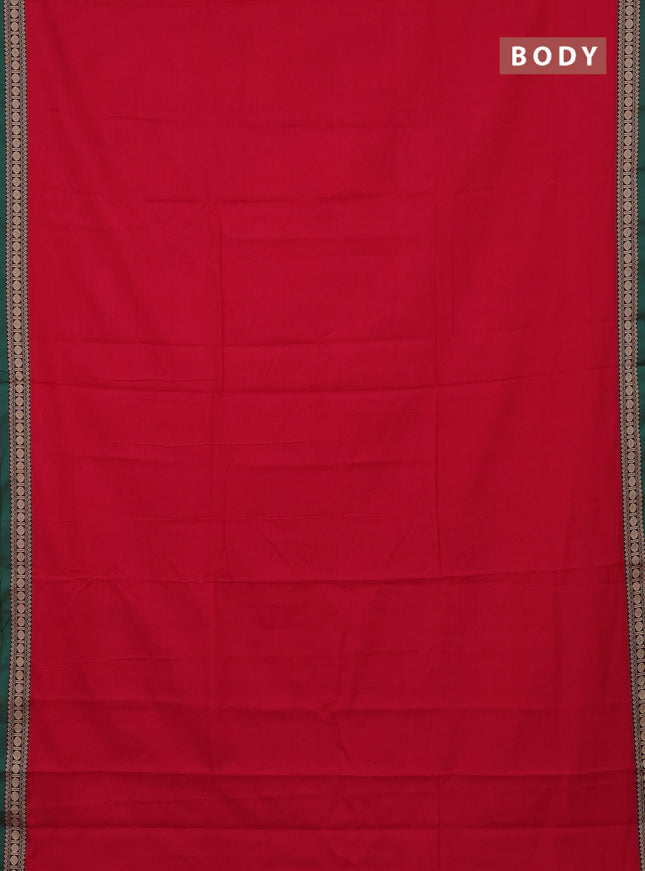 Narayanpet cotton saree pink and green with plain body and thread woven border