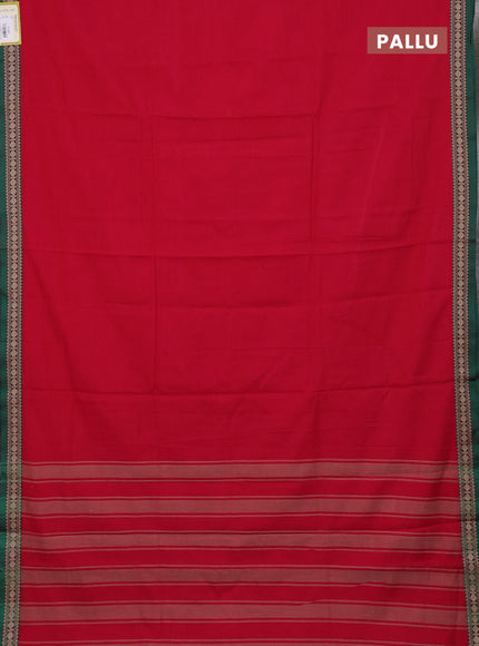 Narayanpet cotton saree pink and green with plain body and thread woven border