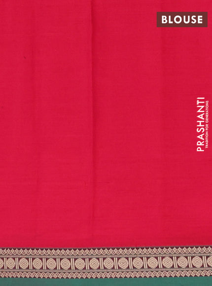 Narayanpet cotton saree pink and green with plain body and thread woven border