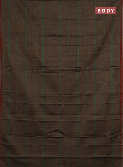 Narayanpet cotton saree chikku shade and green with allover thread weaves and thread woven border