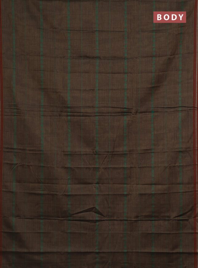 Narayanpet cotton saree chikku shade and green with allover thread weaves and thread woven border