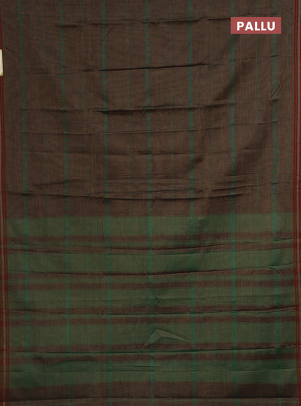 Narayanpet cotton saree chikku shade and green with allover thread weaves and thread woven border