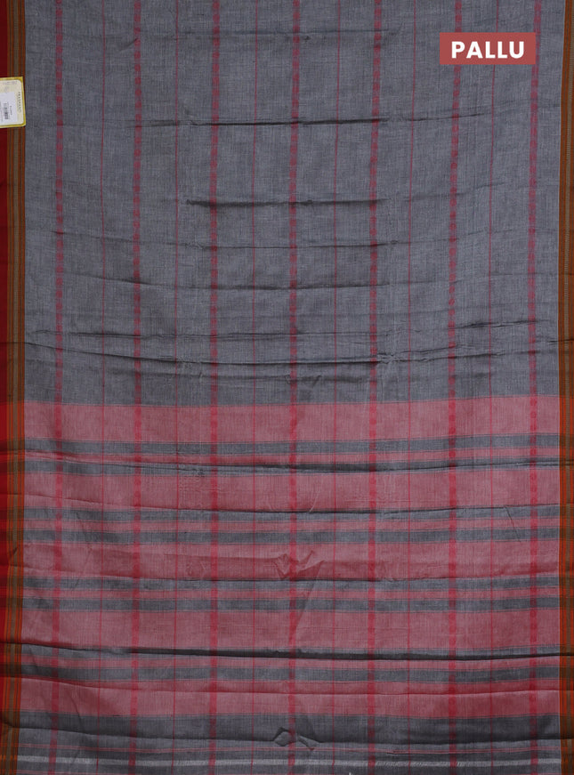 Narayanpet cotton saree grey and maroon with allover thread weaves and thread woven border