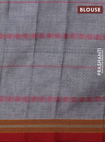 Narayanpet cotton saree grey and maroon with allover thread weaves and thread woven border
