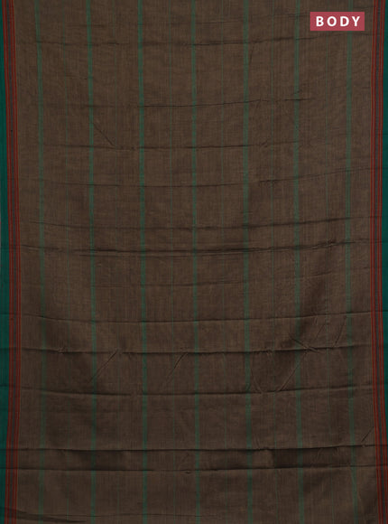 Narayanpet cotton saree chikku shade and green with allover thread weaves and thread woven border