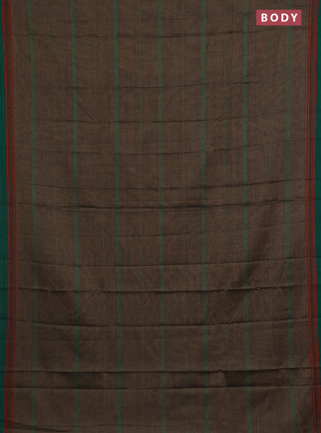 Narayanpet cotton saree chikku shade and green with allover thread weaves and thread woven border