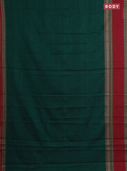 Narayanpet cotton saree green and maroon with plain body and rettapet thread woven border
