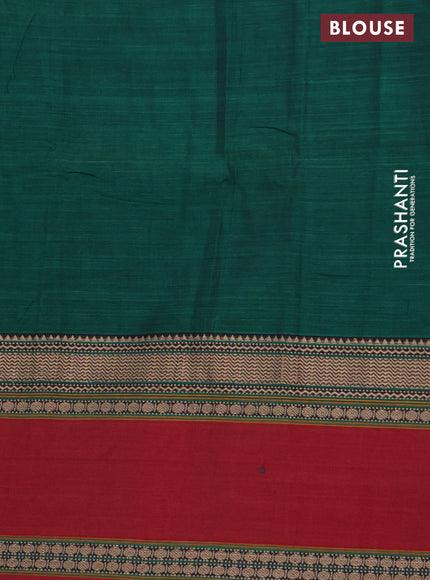 Narayanpet cotton saree green and maroon with plain body and rettapet thread woven border