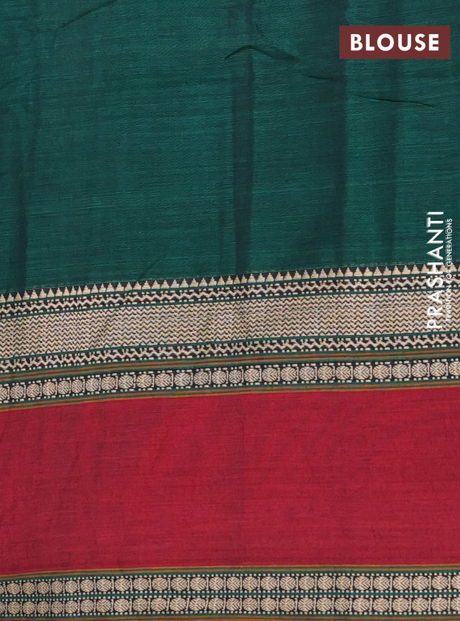 Narayanpet cotton saree green and maroon with plain body and rettapet thread woven border