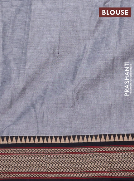 Narayanpet cotton saree grey and black with plain body and thread woven border