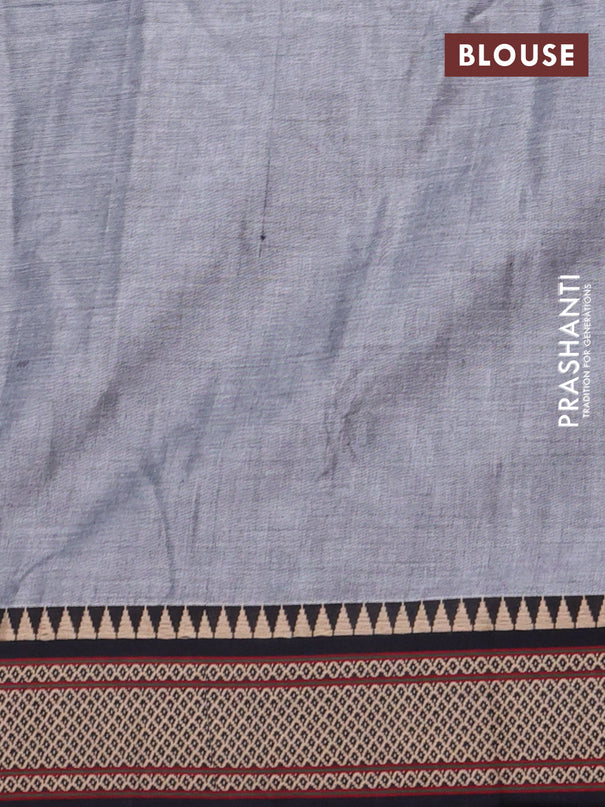 Narayanpet cotton saree grey and black with plain body and thread woven border