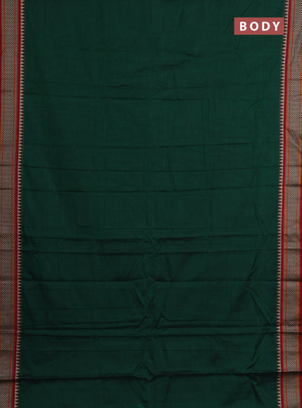 Narayanpet cotton saree green and maroon with plain body and thread woven border