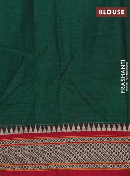 Narayanpet cotton saree green and maroon with plain body and thread woven border