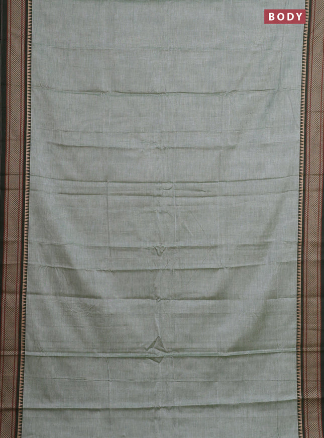 Narayanpet cotton saree green shade and sap green with plain body and thread woven border