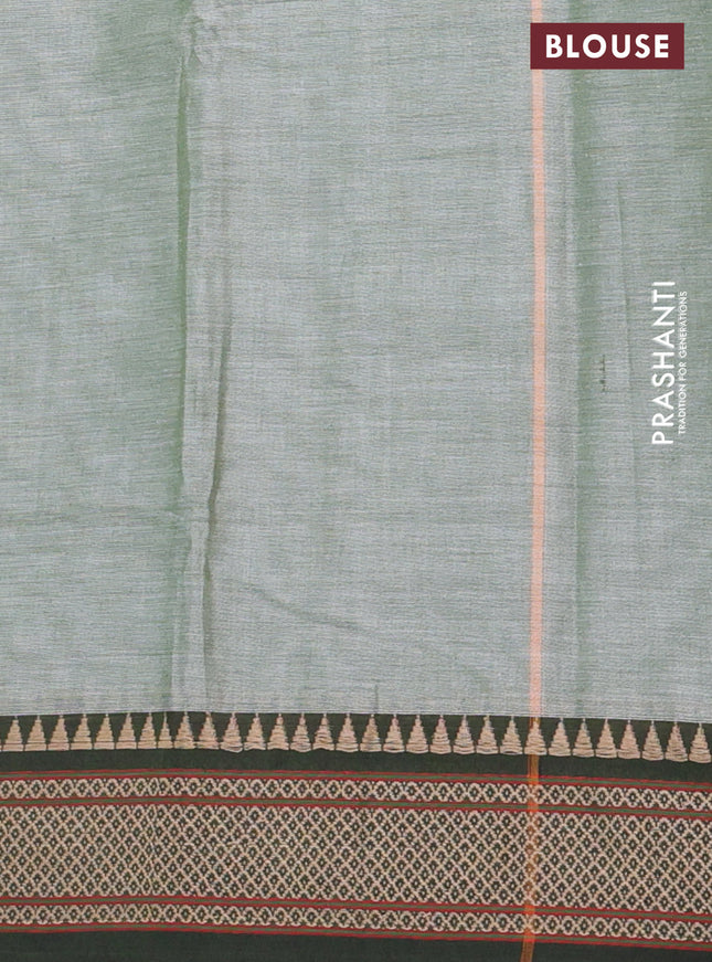 Narayanpet cotton saree green shade and sap green with plain body and thread woven border