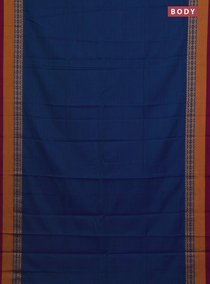 Narayanpet cotton saree dual shade of bluish green and mustard yellow maroon with plain body and thread woven simple border