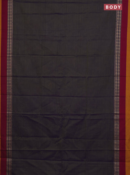 Narayanpet cotton saree dual shade of violetish green and maroon yellow with plain body and thread woven simple border