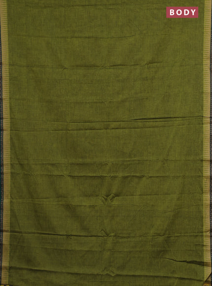 Narayanpet cotton saree light green and green with plain body and temple thread woven border