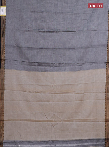 Narayanpet cotton saree grey and black with plain body and thread woven border