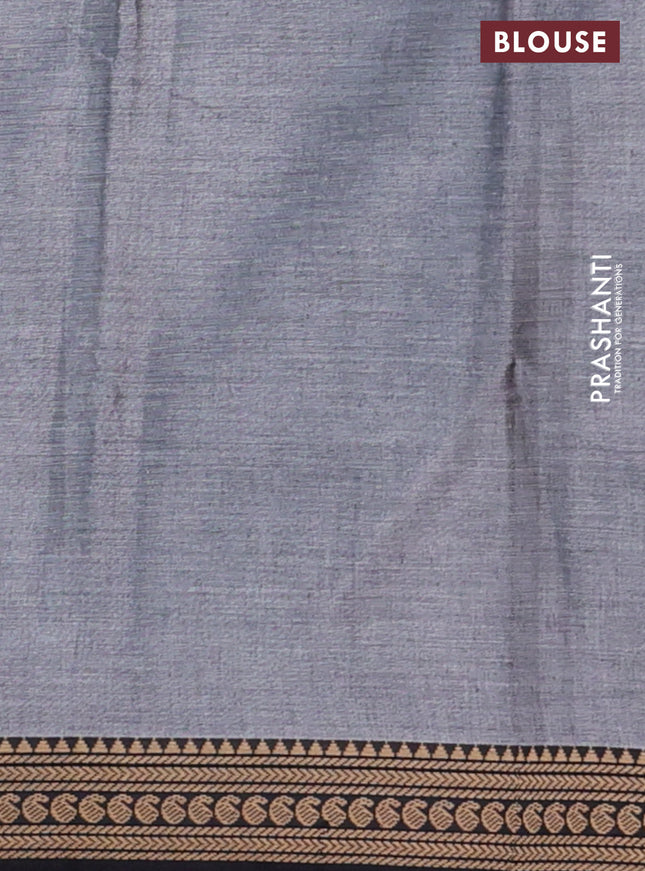 Narayanpet cotton saree grey and black with plain body and thread woven border