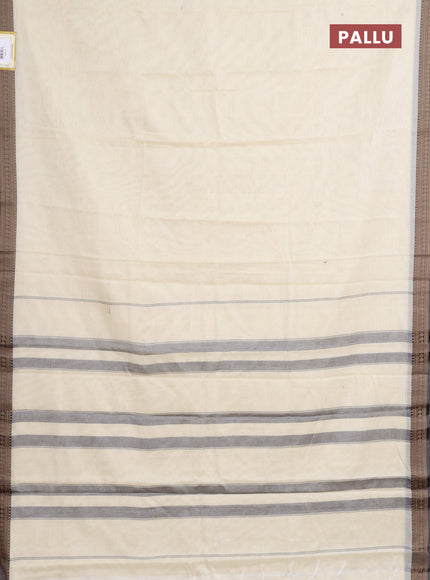 Narayanpet cotton saree cream and grey with plain body and thread woven border