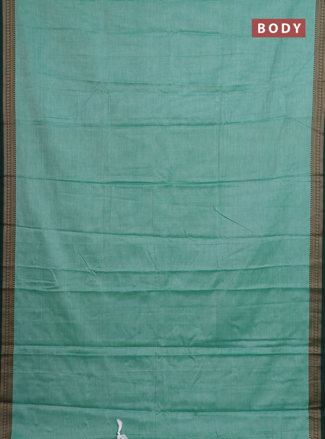 Narayanpet cotton saree green shade and green with plain body and thread woven border