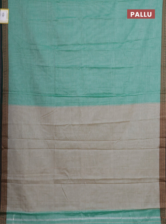 Narayanpet cotton saree green shade and green with plain body and thread woven border