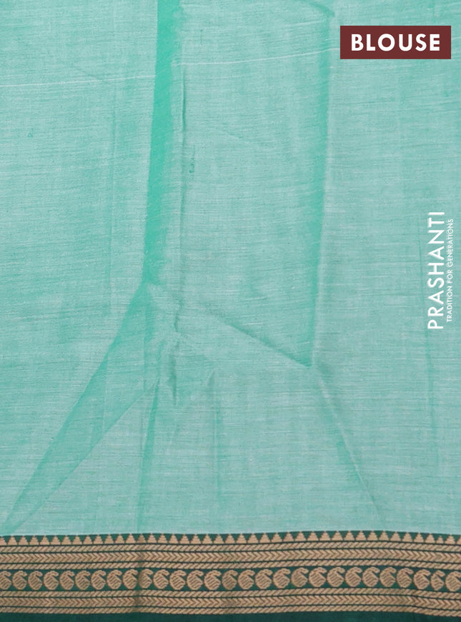 Narayanpet cotton saree green shade and green with plain body and thread woven border