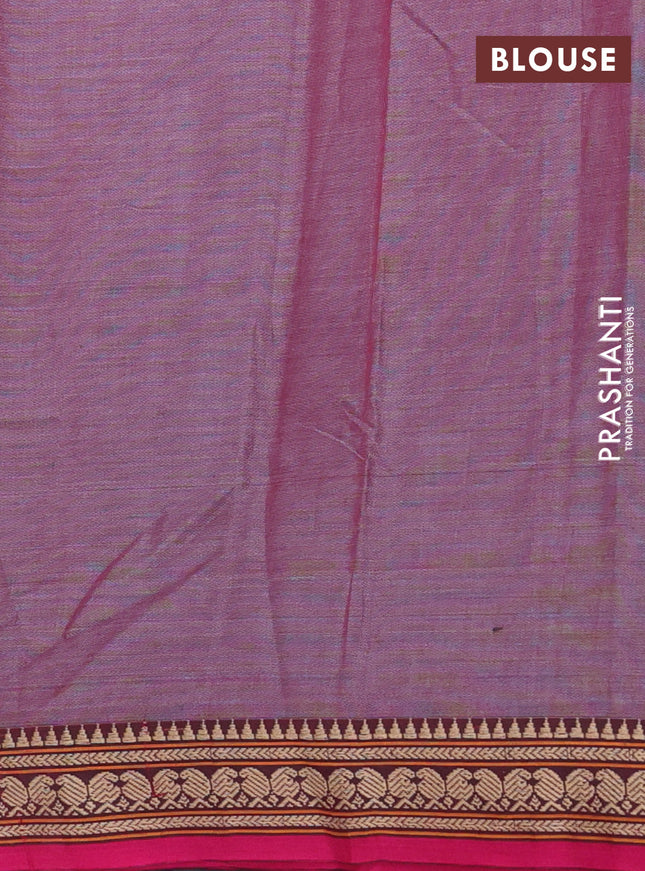 Narayanpet cotton saree dual shade of greyish pink and pink with plain body and thread woven border