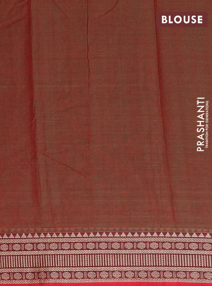 Narayanpet cotton saree manthulir green and red with plain body and thread woven border