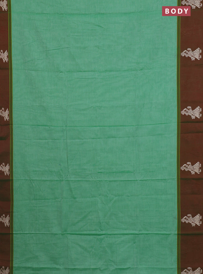 Narayanpet cotton saree green shade and dual shade of maroon with plain body and thread woven butta border