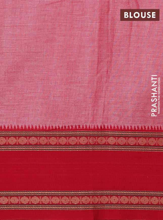 Narayanpet cotton saree red shade and mango yellow with plain body and ganga jamuna border