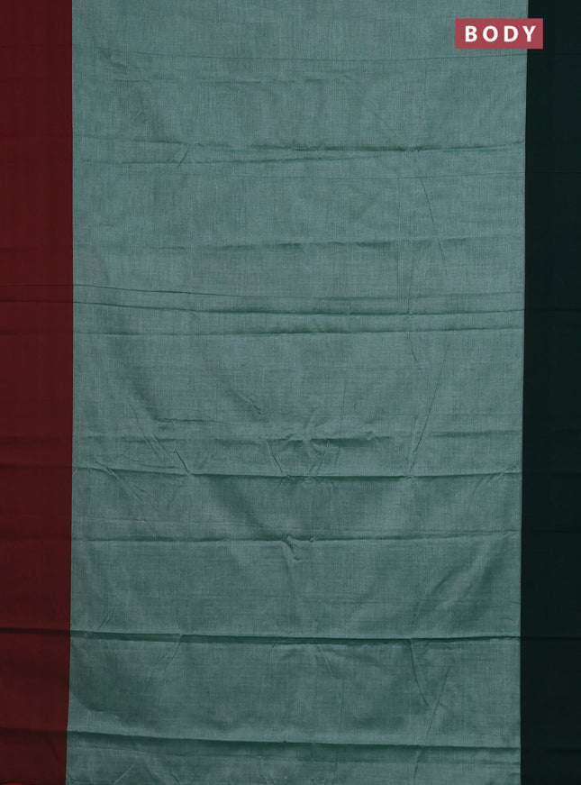 Narayanpet cotton saree green with plain body and ganga jamuna border