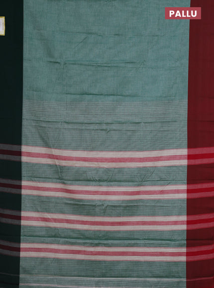 Narayanpet cotton saree green with plain body and ganga jamuna border