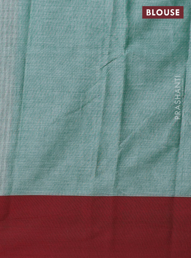 Narayanpet cotton saree green with plain body and ganga jamuna border