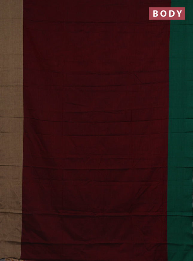 Narayanpet cotton saree maroon with plain body and ganga jamuna border