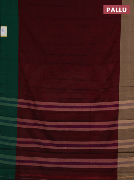 Narayanpet cotton saree maroon with plain body and ganga jamuna border